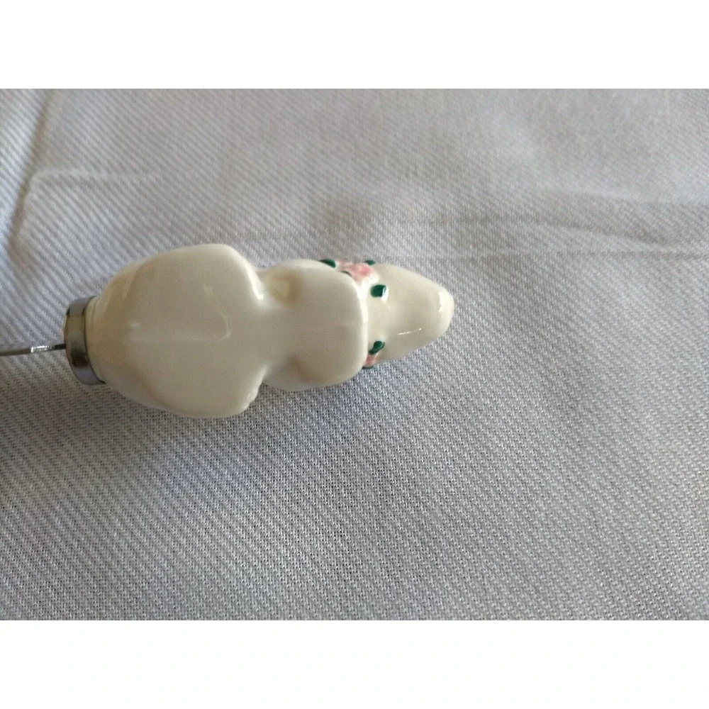 2 Bunny Knobler Japan Stainless Spreader Knives + Ceramic Egg Trinket Box Floral